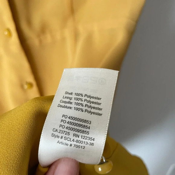 Aritzia Wilfred Nazaire Button Down Flutter Sleeve V-Neck Dress Gold Yellow Sz 0 - Picture 9 of 9